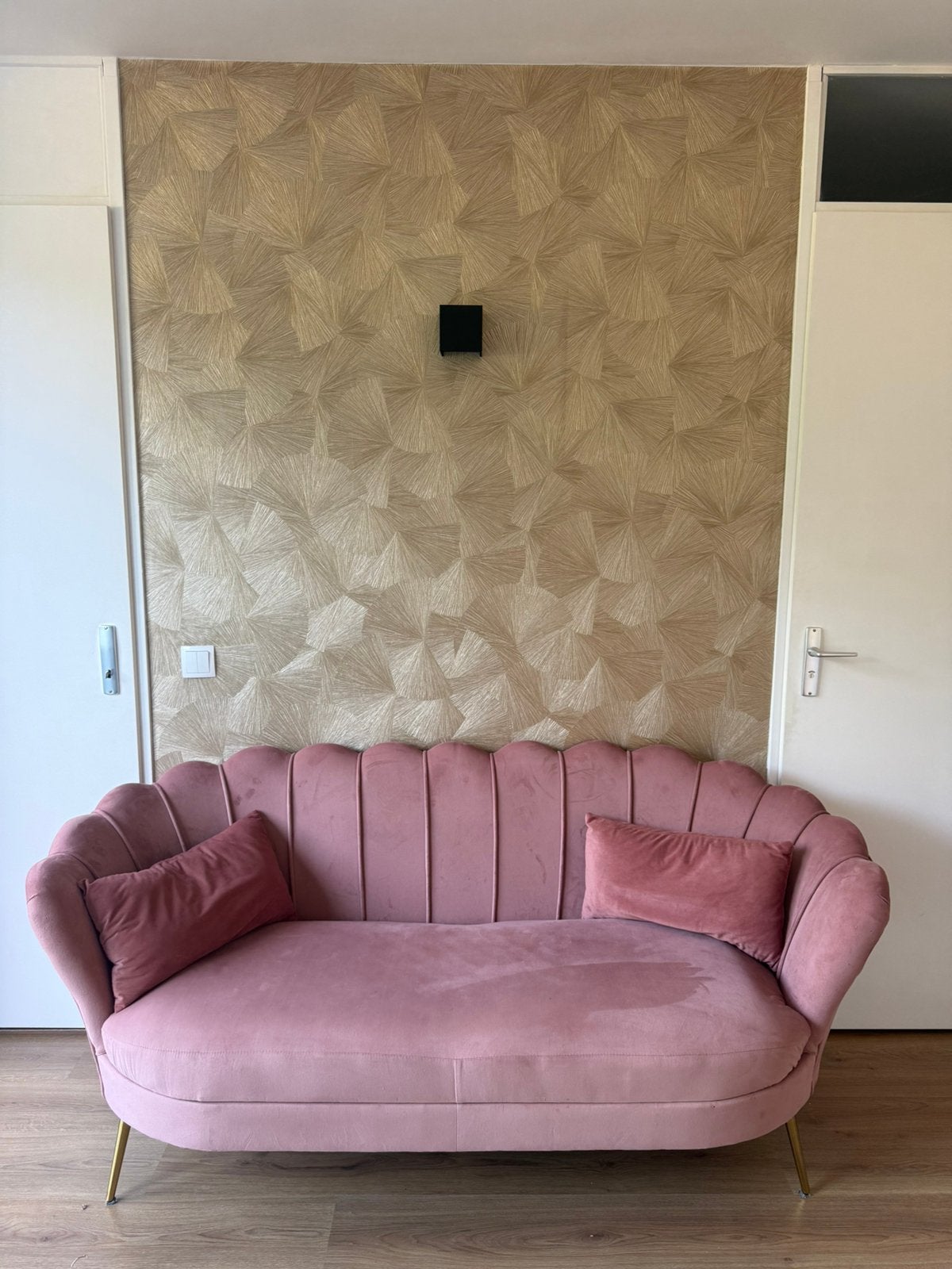 Roze velvet tweezit bankje - bruiloft, Huis en Inrichting, Ophalen, Gebruikt, 150 tot 200 cm, Tweepersoons