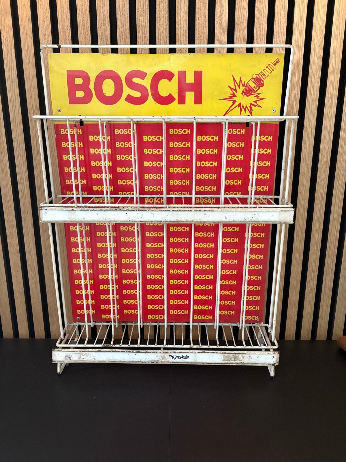 Vintage Bosch Bougierek - Origineel Display Rek, Verzamelen, Verzenden, Gebruikt, Reclamebord