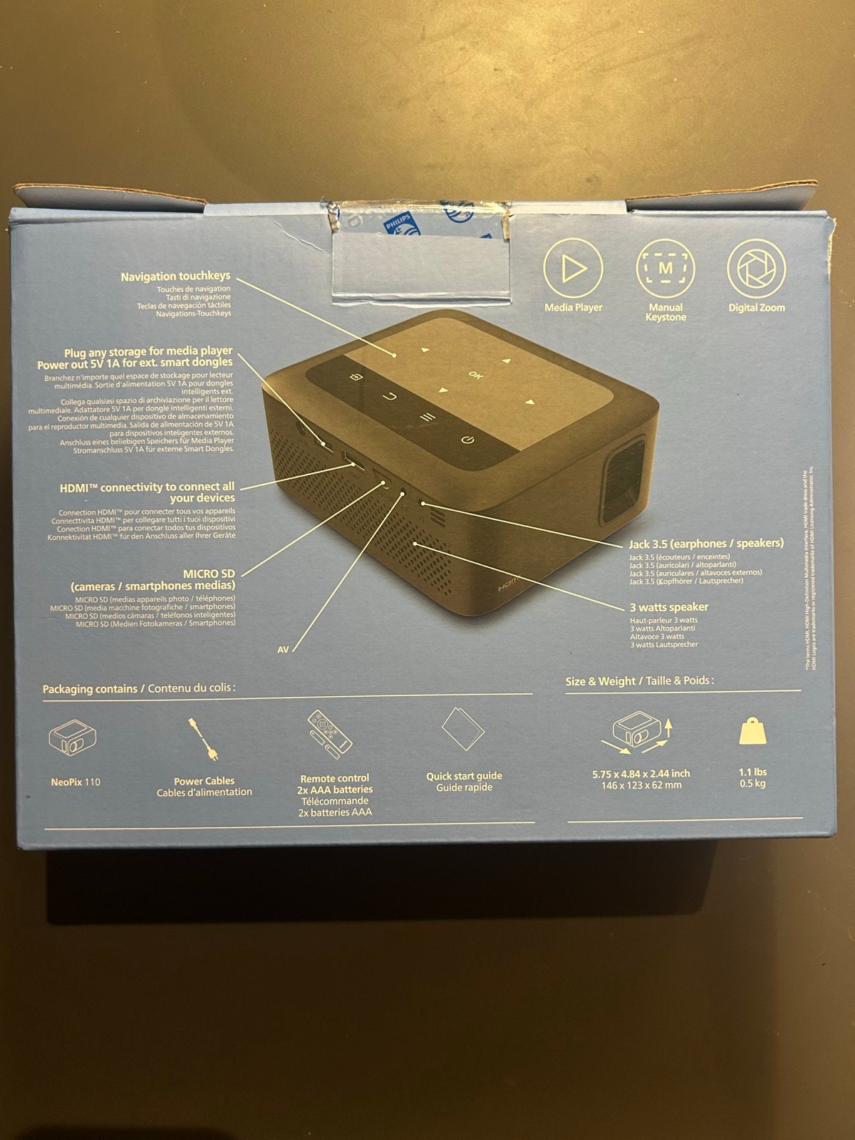 Philips NeoPix 110 Home Projector - Compacte Beamer, HD (720), LED, Ophalen of Verzenden, Zo goed als nieuw