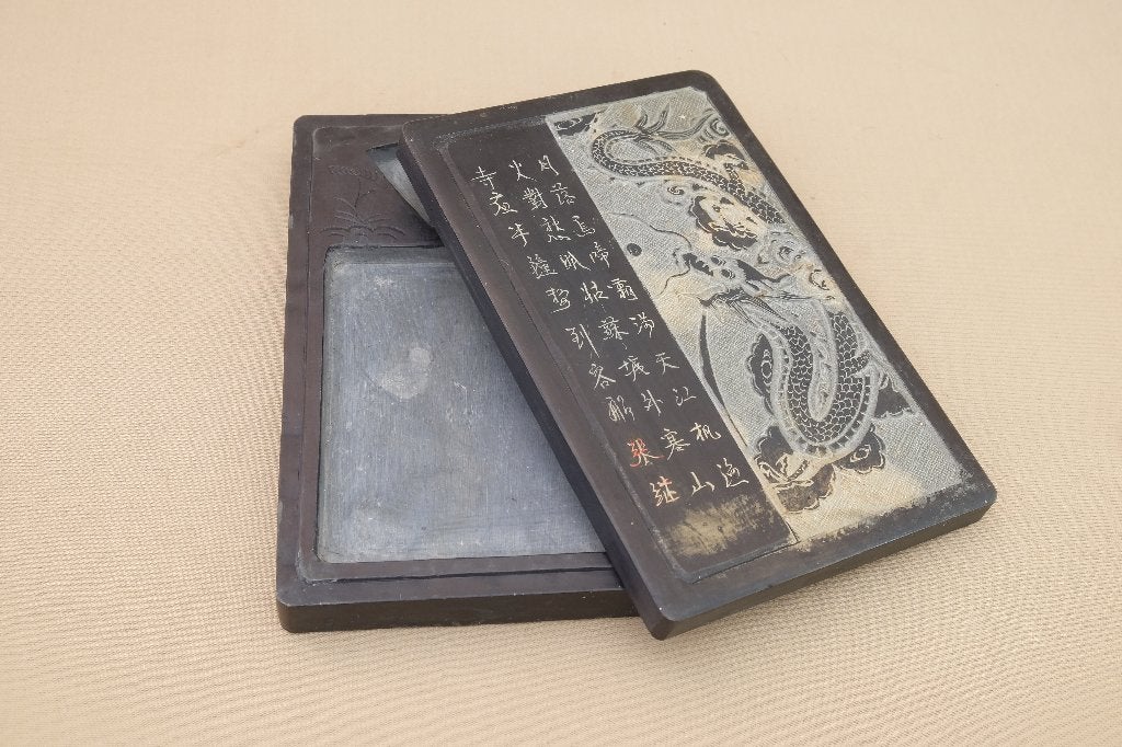 Chinese inktsteen kalligrafie  antiek, Antiek en Kunst, Overige typen, Ophalen of Verzenden, China, Gesneden