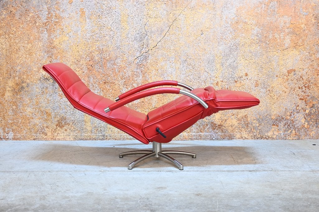 ZGANieuw rode leren Jori Mensana design relax fauteuil, Jori, 75 tot 100 cm, Ophalen of Verzenden, Jori