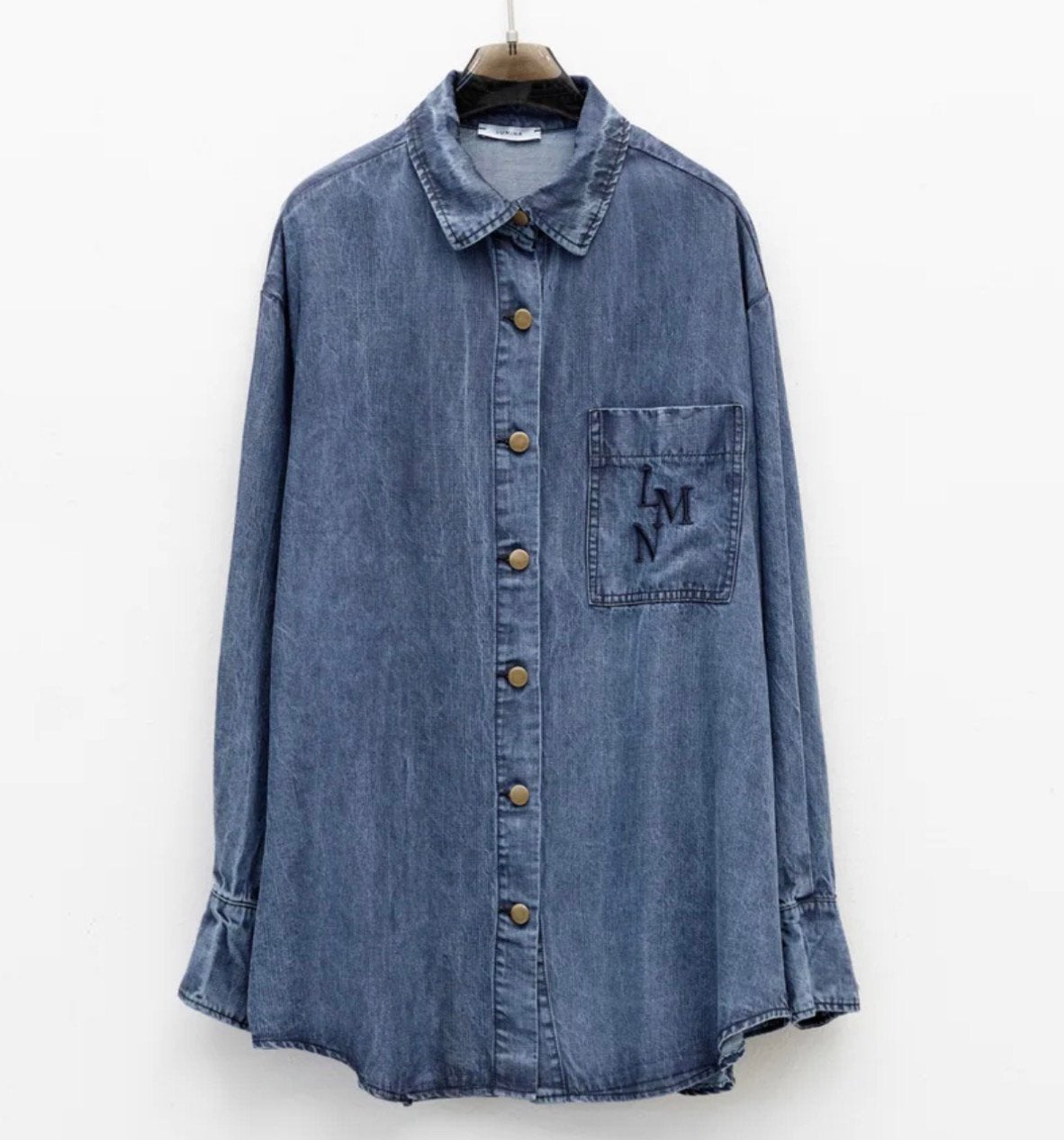 LUMINA oversized lyocell jeansblouse S/M en M/L
