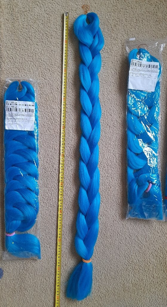 X-Pression Vlechthaar /Braids 4 nieuwe pakken 82 inch blauw, Ophalen, Nieuw, Pruik of Haarverlenging