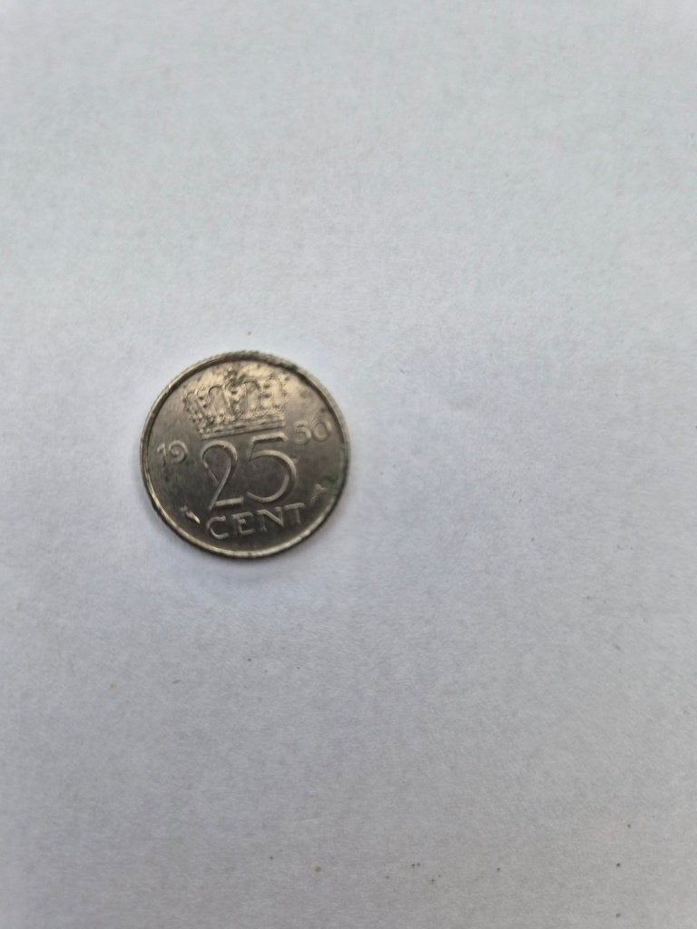 25 cent munt uit 1950, Verzenden, Koningin Juliana, 25 cent, Losse munt