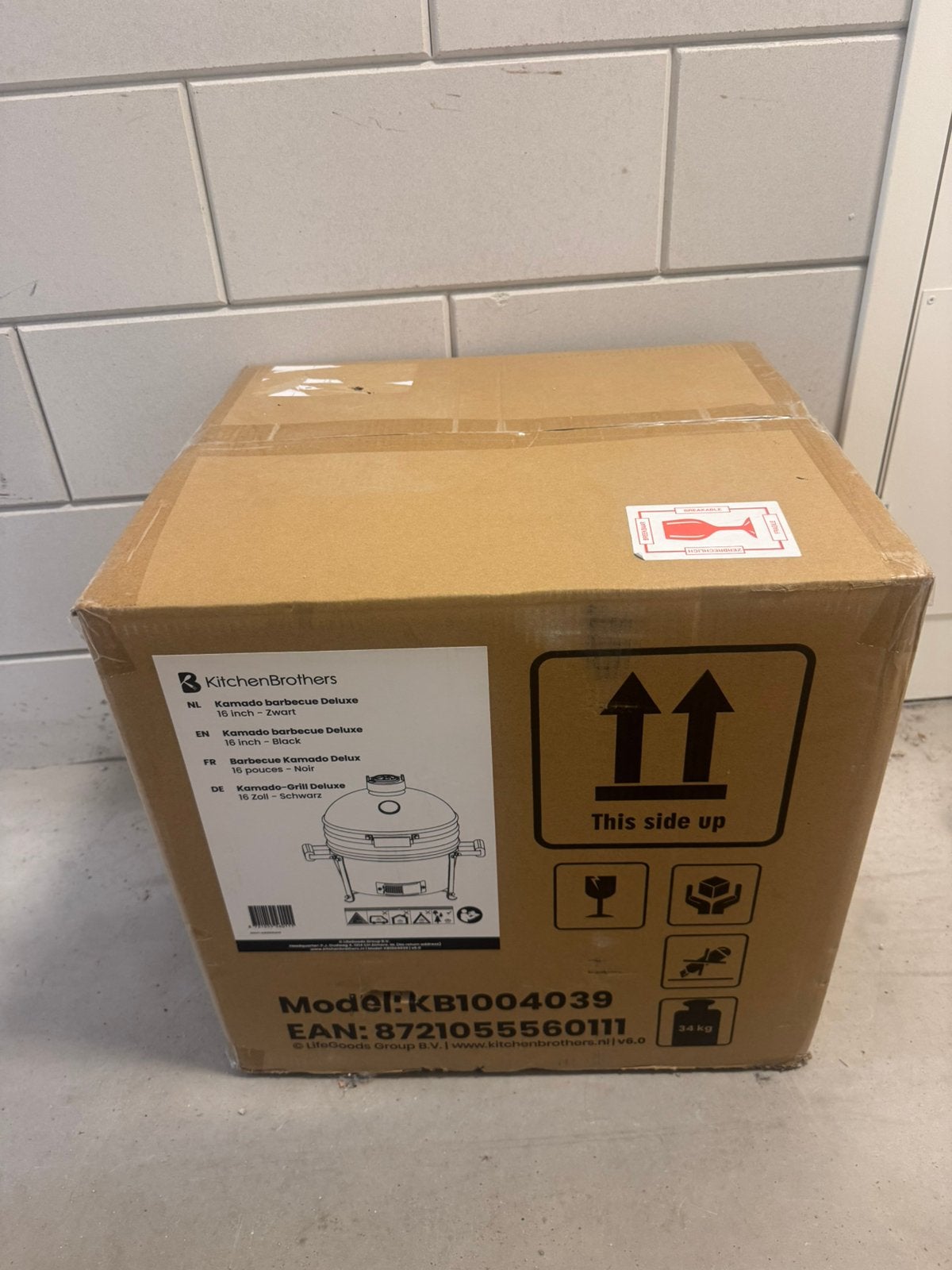 Nieuwe KitchenBrothers Kamado barbecue - Zwart - 16 inch, Tuin en Terras, Houtskoolbarbecues, Ophalen, Nieuw, Kitchen Brothers