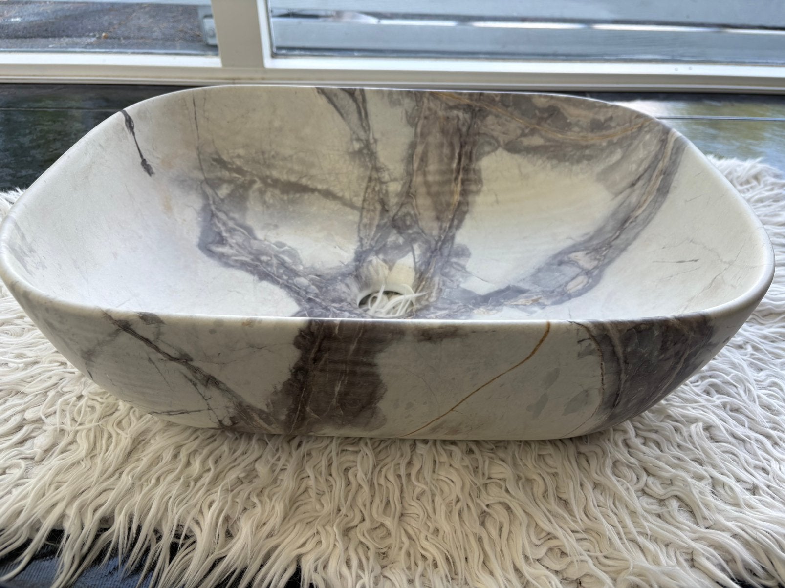 Keramische marmer waskom 45x32cm, Ophalen of Verzenden, Nieuw, Steen, Wastafel