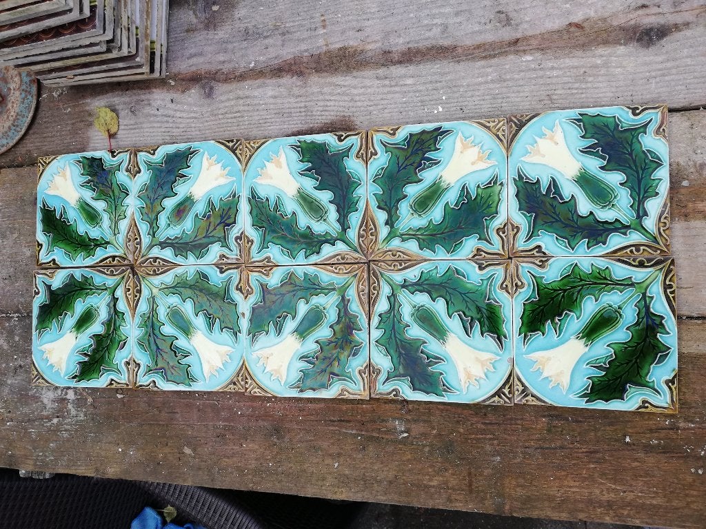 Set van 10 Art nouveau tegels SA Faienceries de Pavillons, Ophalen