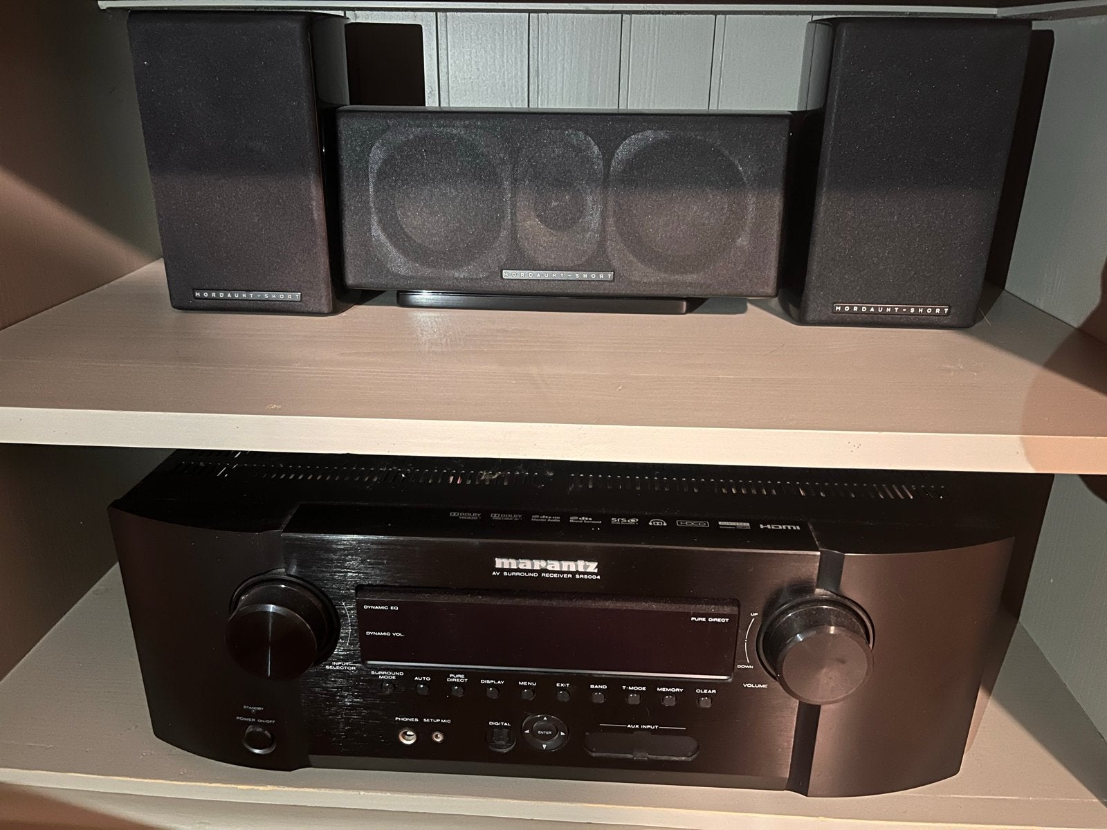 Marantz SR5004 receiver met Mordaunt Short surround set, Ophalen, Gebruikt, Marantz