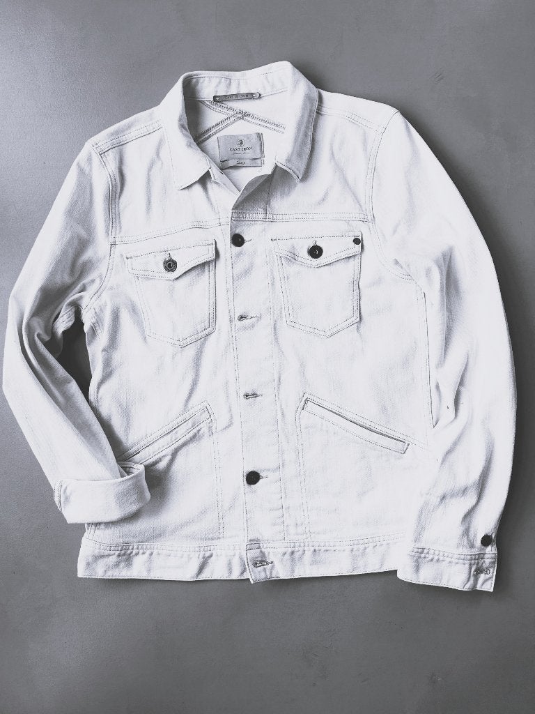 Cast Iron washed Denim Jacket / Overshirt ecru, maat M, ZGAN, Overige kleuren, Maat 48/50 (M), Ophalen of Verzenden, Zo goed als nieuw