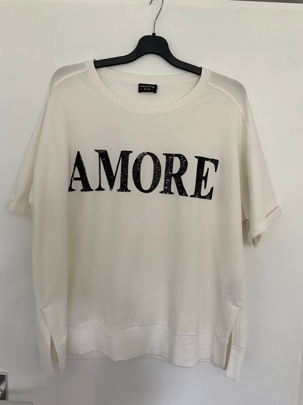 Via Appia Due T-shirt met 'AMORE' opdruk - Zo goed als nieuw, Wit, Maat 46/48 (XL) of groter, Ophalen of Verzenden, Zo goed als nieuw