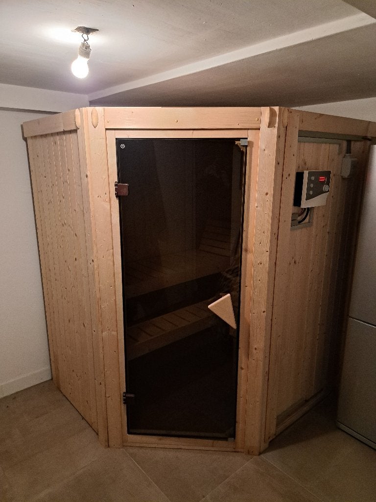 Finse Hoeksauna 170/170, Ophalen, Zo goed als nieuw, Fins of Traditioneel, Complete sauna
