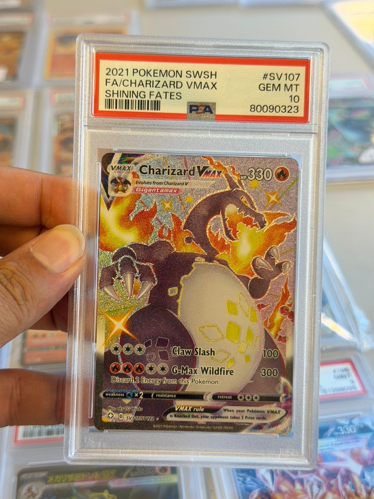 Charizard VMAX SV107 Shining Fates 2021 PSA grade 10 Pokémon, Ophalen of Verzenden, Nieuw, Losse kaart