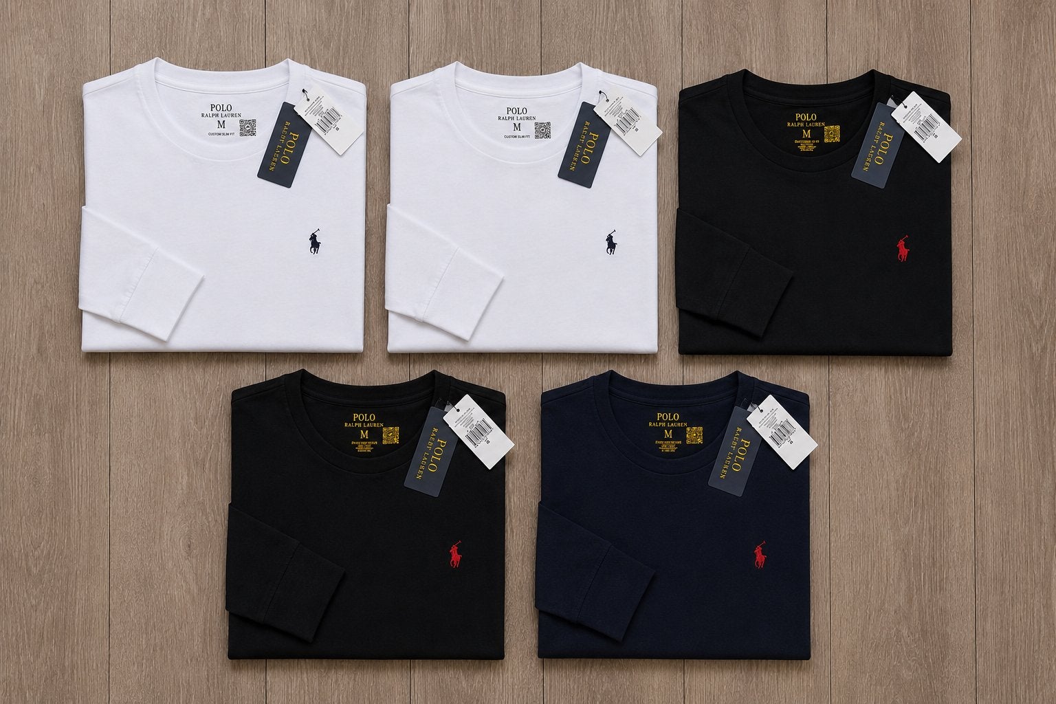 Partij Ralph Lauren Longsleeve - 5 stuks - met prijskaartje, Ophalen of Verzenden, Nieuw, Maat 48/50 (M), Wit