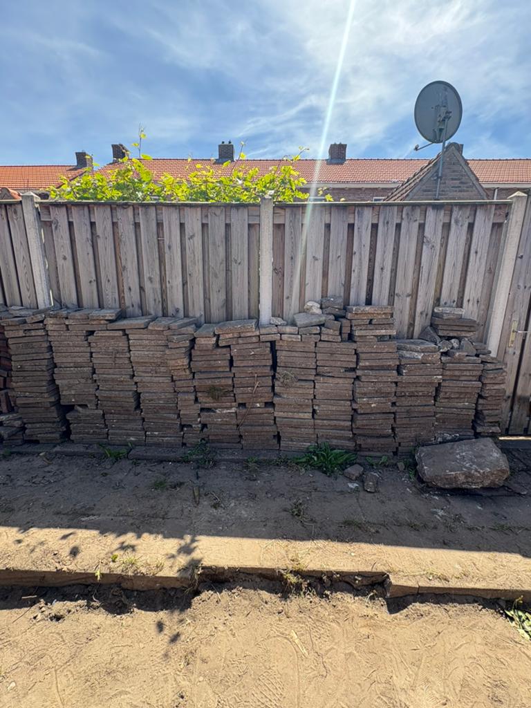 Tuintegels beton GRATIS!!! (+/- 20m2), Tuin en Terras, Tegels en Klinkers, Ophalen, Gebruikt, 10 m² of meer, Beton