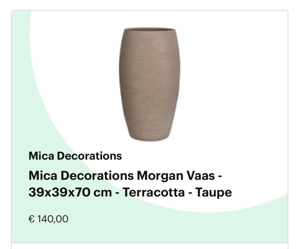 Mica Decorations Morgan Vaas - Taupe, Huis en Inrichting, Woonaccessoires | Vazen, Zo goed als nieuw, Overige kleuren, 75 cm of meer