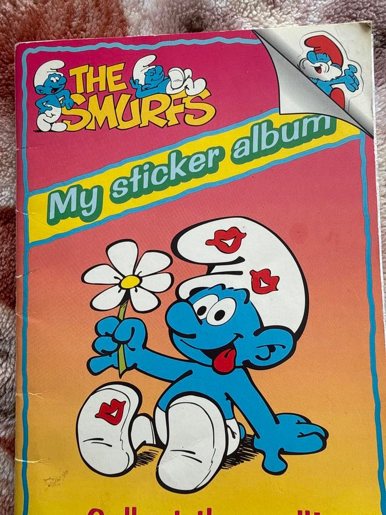 Vintage Smurfen Sticker Album met Zeehonden Stickers, Ophalen of Verzenden, Gebruikt, Strip of Tekenfilm