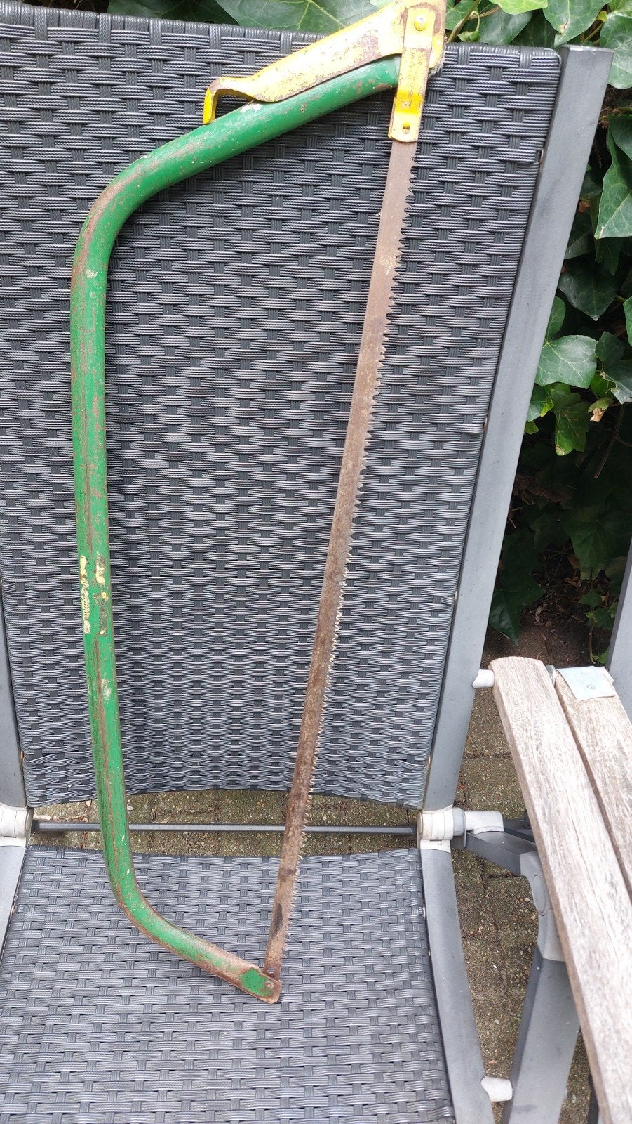 Oude handzaag voor gipsblokken met groen frame, Doe-het-zelf en Verbouw, Ophalen, Gebruikt, Zaag, Overige merken
