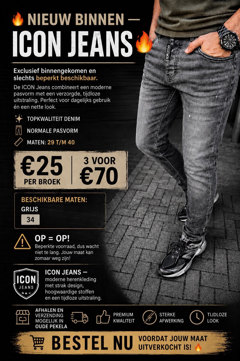 Icon jeans diverse maten, Kleding | Heren, Spijkerbroeken en Jeans, Ophalen of Verzenden, Nieuw