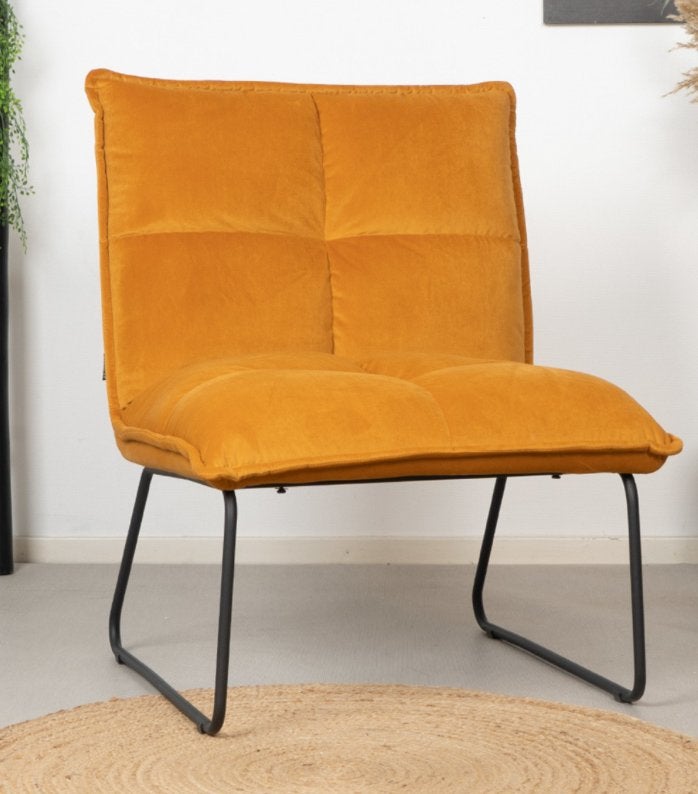 Malaga fauteuil okergeel, Huis en Inrichting, Ophalen, Minder dan 75 cm, Zo goed als nieuw, Stof
