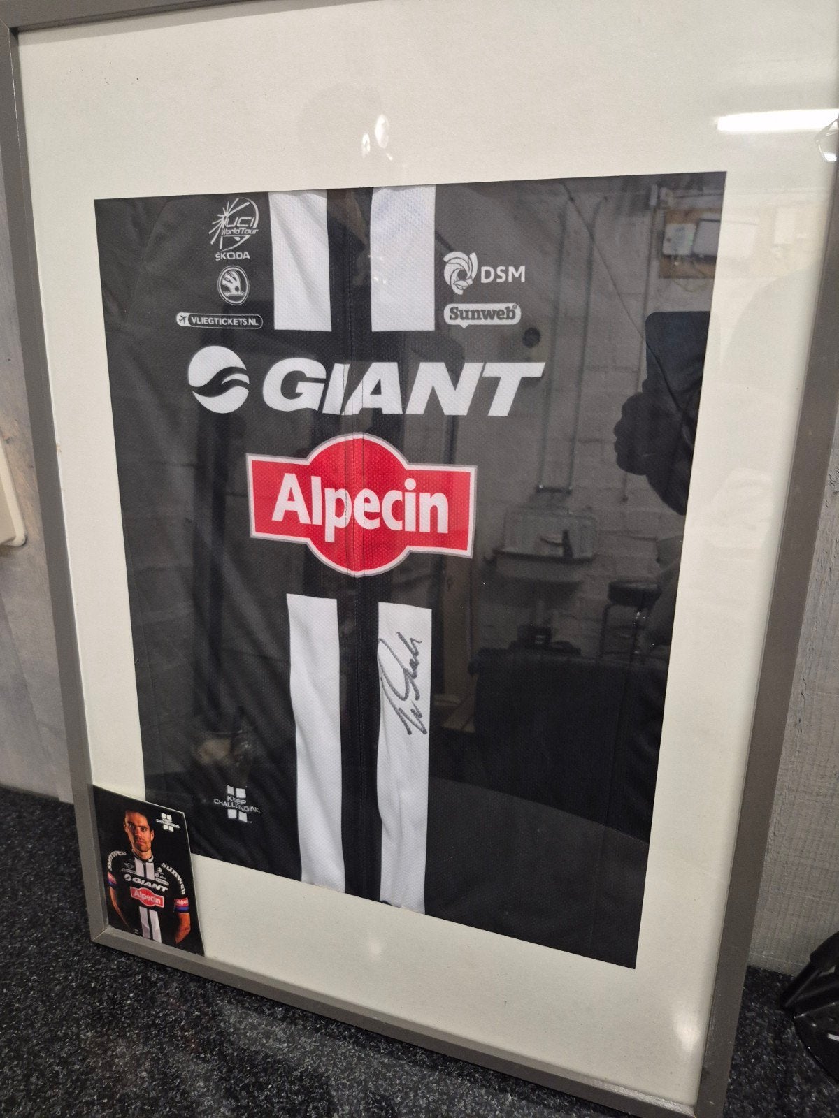 Ingelijst gesigneerd wielershirt Giant-Alpecin tom dumoulin, Giant-Alpecin, Zwart, Overige maten, Ophalen of Verzenden