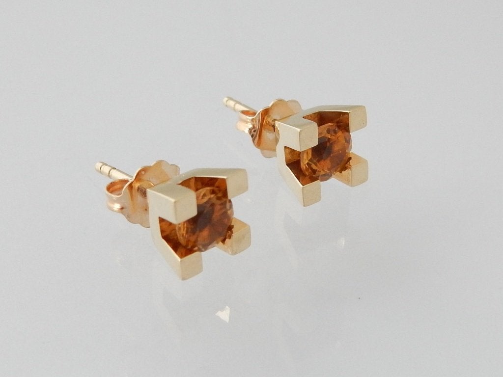 14 karaat Gouden Oorbellen Oorstekers met Citrien edelstenen, Jw, Verzenden, Nieuw, Met edelsteen