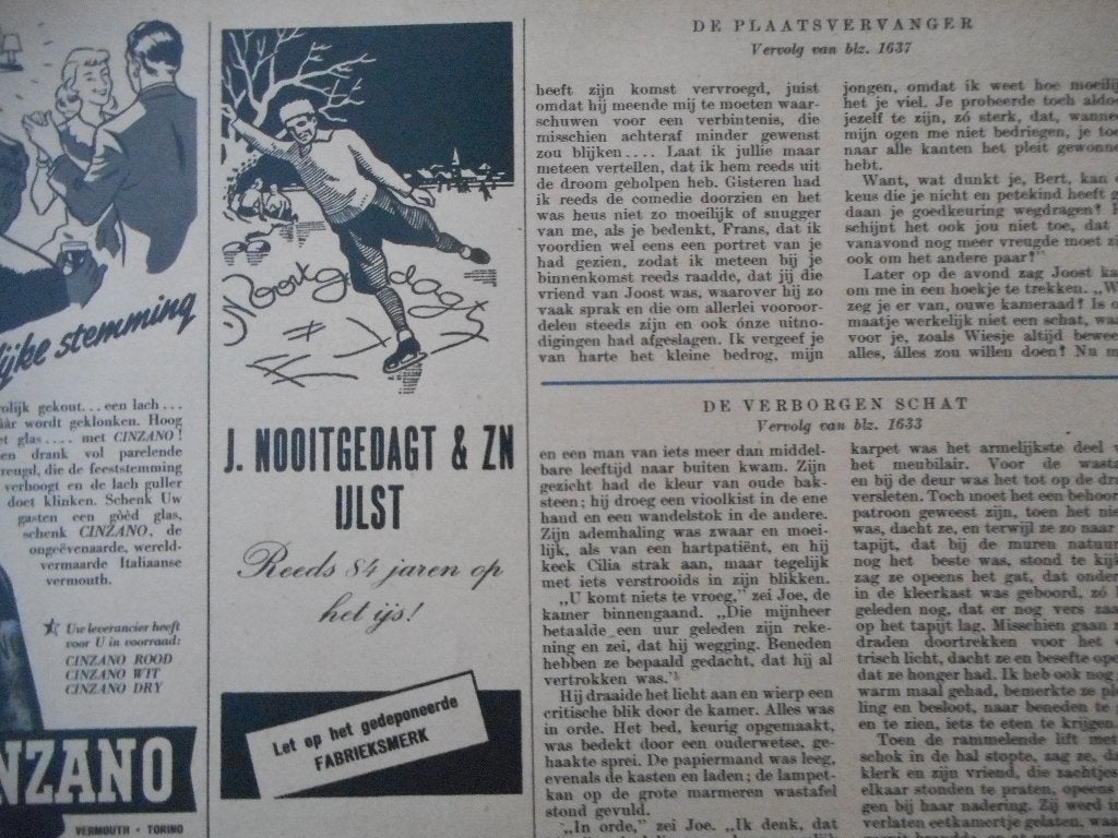 Adv, J. Nooitgedagt & Zn. IJlst. Schaatsen. 1949., Ophalen of Verzenden, Gebruikt, Overige typen