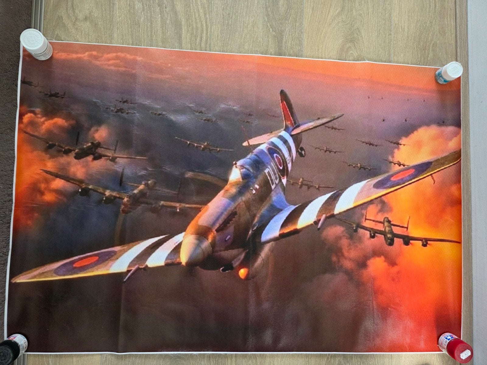 Canvas? doek 60x90 cm met afbeelding Spitfire & Lancasters, Verzamelen, Ophalen, Overige typen