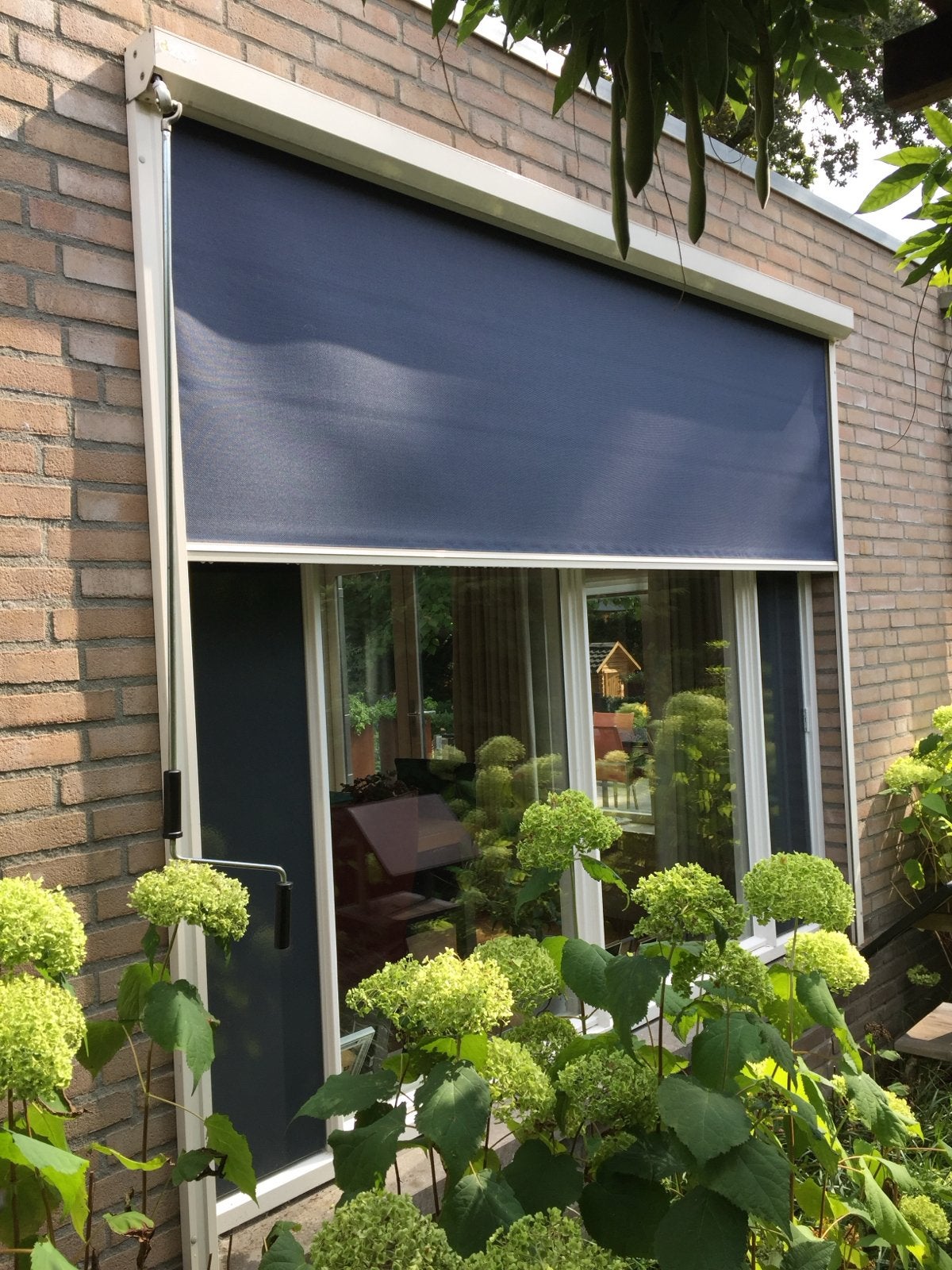 Buiten Screen type 85 hand 9001 - Blauw - 256x210,5 cm, Tuin en Terras, Ophalen, Zo goed als nieuw, 150 tot 300 cm, 250 cm tot 450 cm