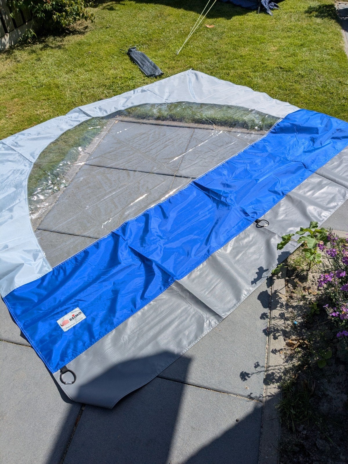 Reimo Zijwand Sunsail - Blauw/Grijs, Caravans en Kamperen, Ophalen of Verzenden, Zo goed als nieuw