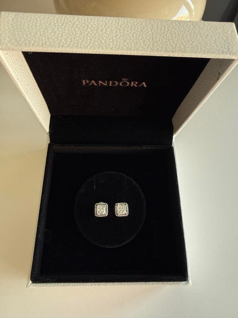 Pandora Sterlingzilveren Oorbellen, Met kristal, Nieuw, Ophalen of Verzenden, Knopjes of Stekers