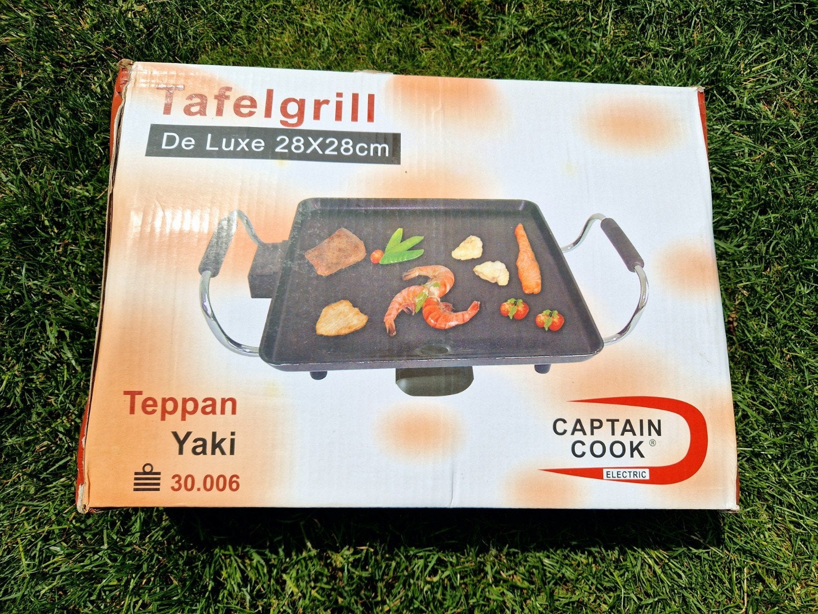 Tafelgrill de luxe 28x28 cm in doos, Witgoed en Apparatuur, Grillplaten, Ophalen, Zo goed als nieuw, Tafelgrill