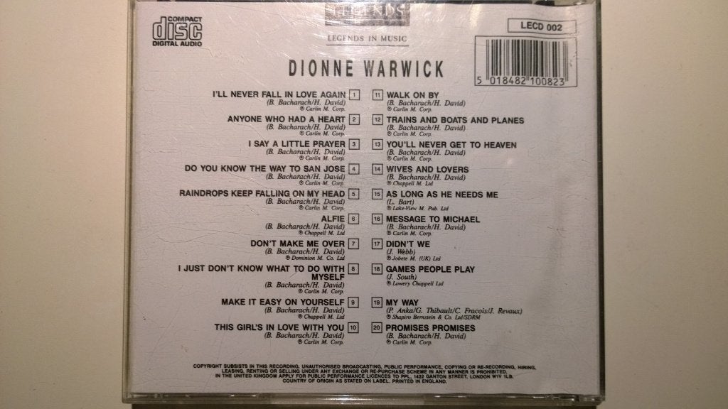 Dionne Warwick - Legends In Music Dionne Warwick, Ophalen of Verzenden, Zo goed als nieuw