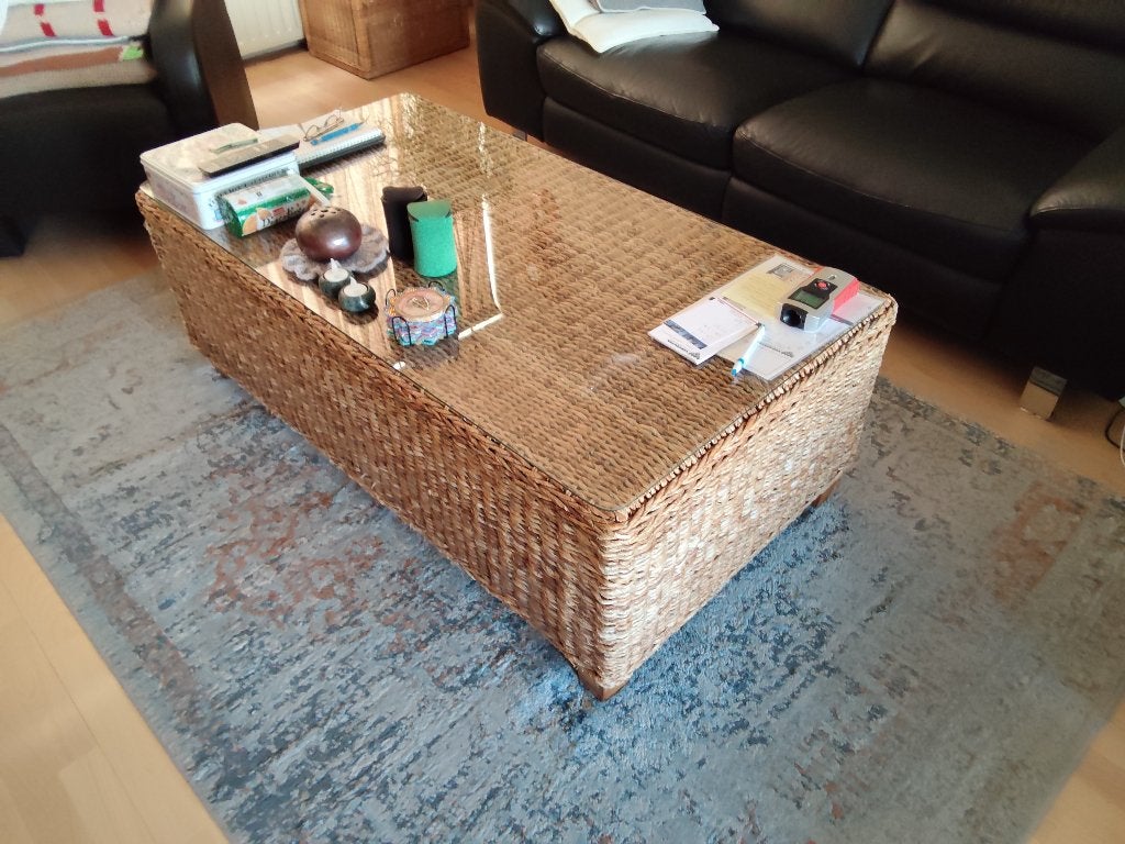 Salontafel, Huis en Inrichting, Tafels | Salontafels, Ophalen, Gebruikt, 100 tot 150 cm, Glas