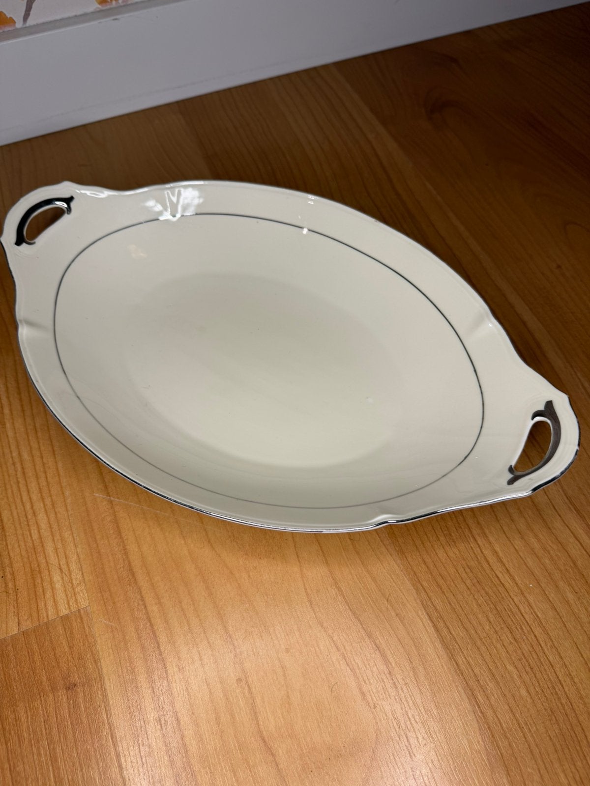 Vintage ovale serveerschaal met handgrepen, Antiek en Kunst, Ophalen of Verzenden