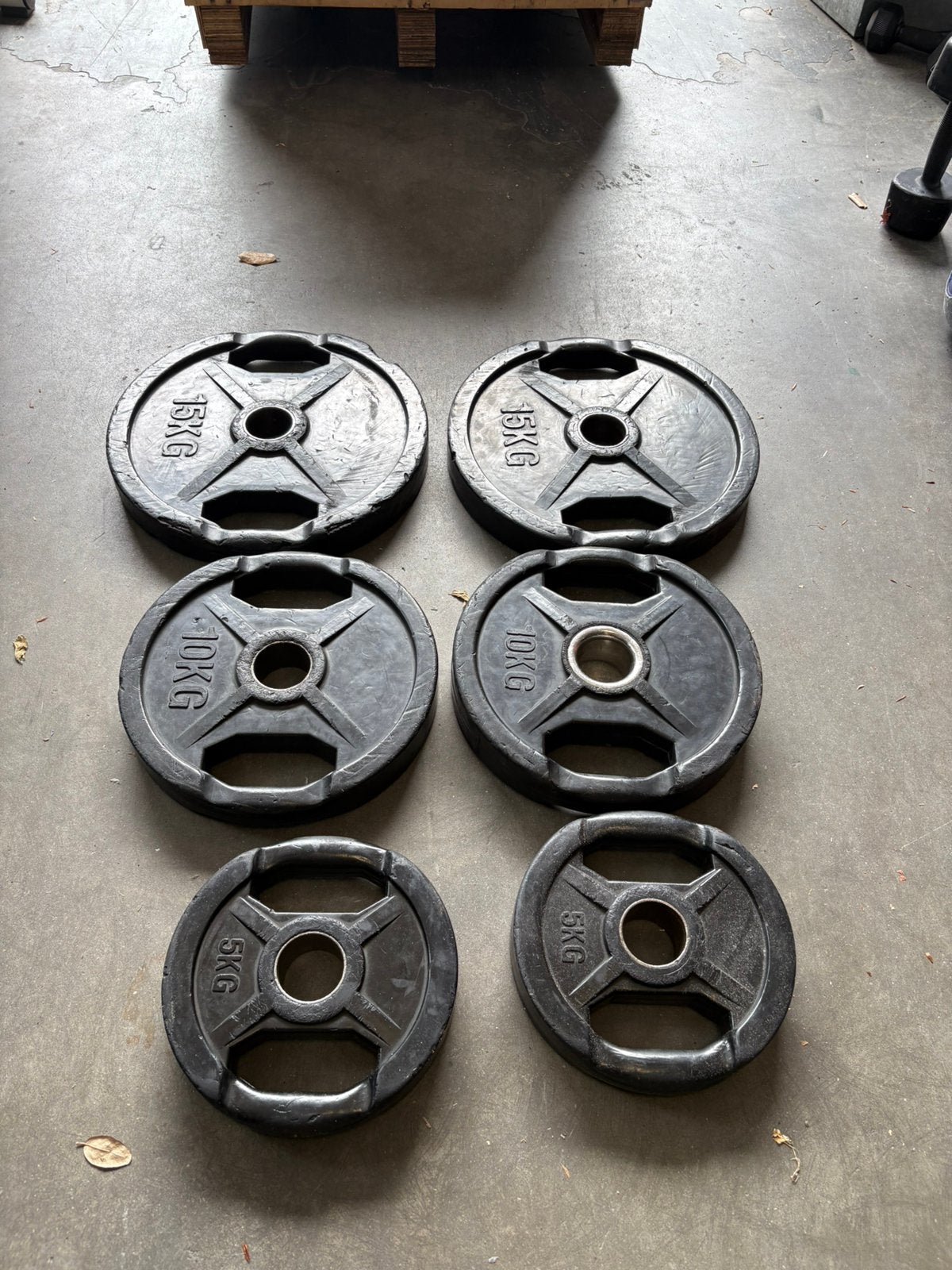 Olympische halter schijven 60 kg gewichten 50 mm, Ophalen, Halterschijven, Olympische halter schijven, Gebruikt
