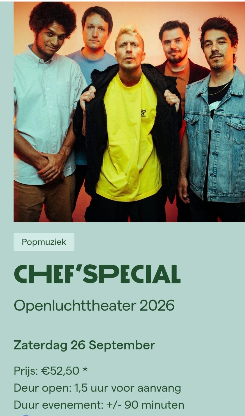 Concert Chef Special 26 september Caprera ruilen, Tickets en Kaartjes, Twee personen, September, Levenslied