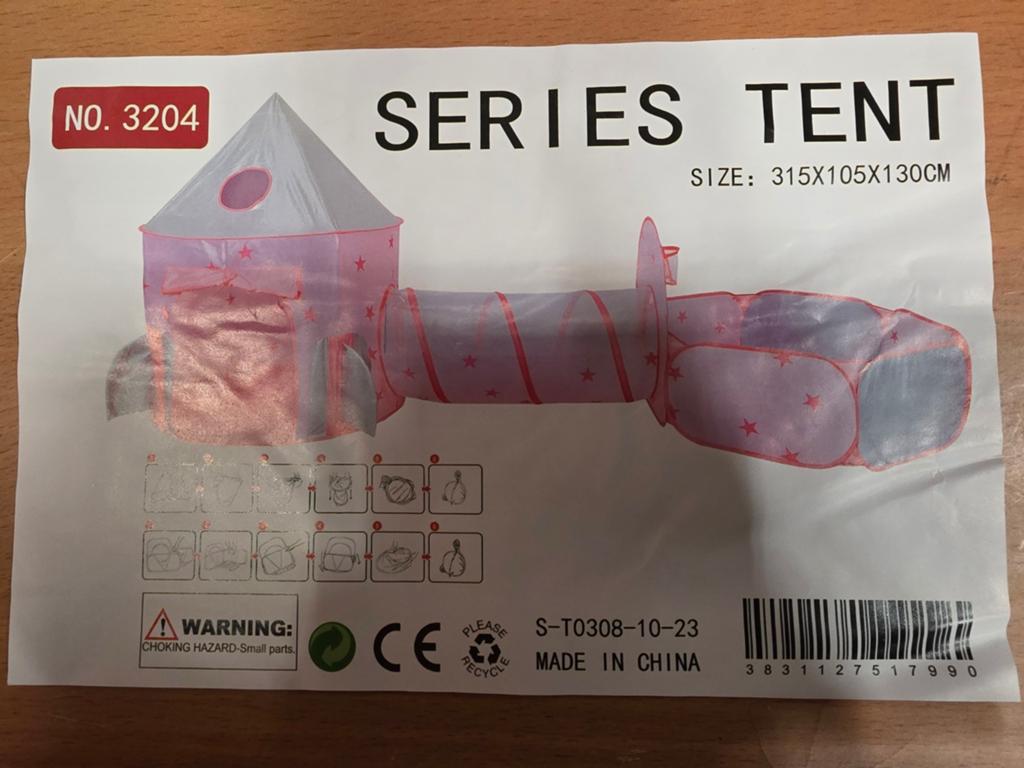 Kindertent met tunnel - Roze speeltent kasteel, Overige materialen, Onbekend, Nieuw, Ophalen of Verzenden