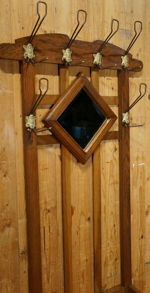 Spiegel Wandspiegel Staande-Kapstok Art Deco Hal Meubel oak, Huis en Inrichting, Woonaccessoires | Kapstokken, Gebruikt, Staande kapstok