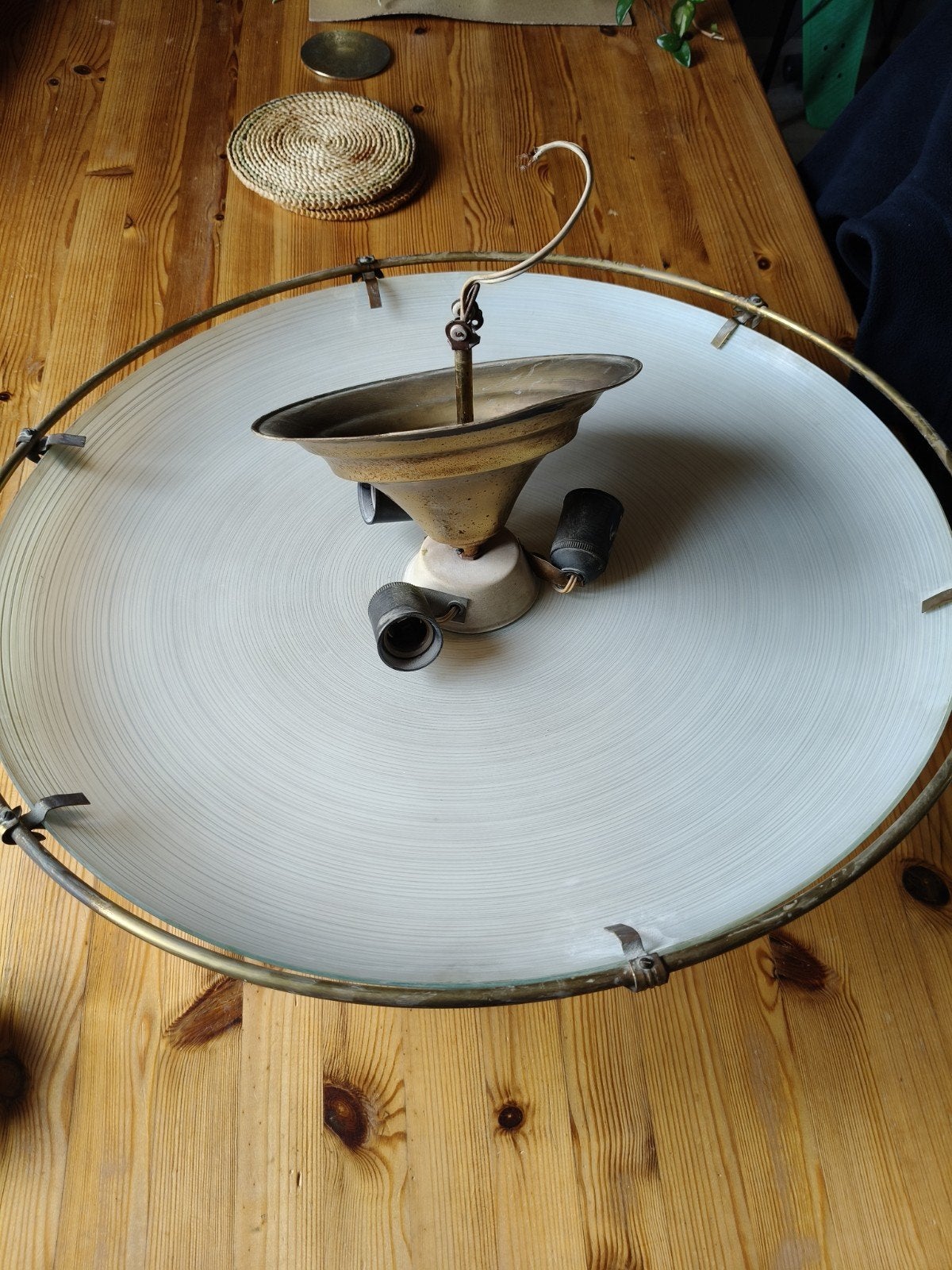 vintage lamp, Huis en Inrichting, Lampen | Hanglampen, Ophalen, Glas