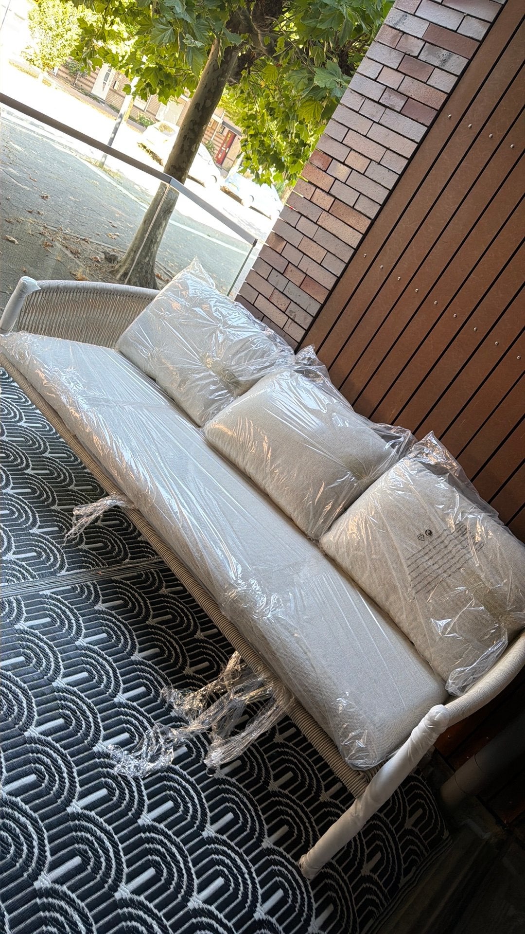 Loungebank loungestoel tuin meubeltuintafel marmer, Ophalen, Nieuw