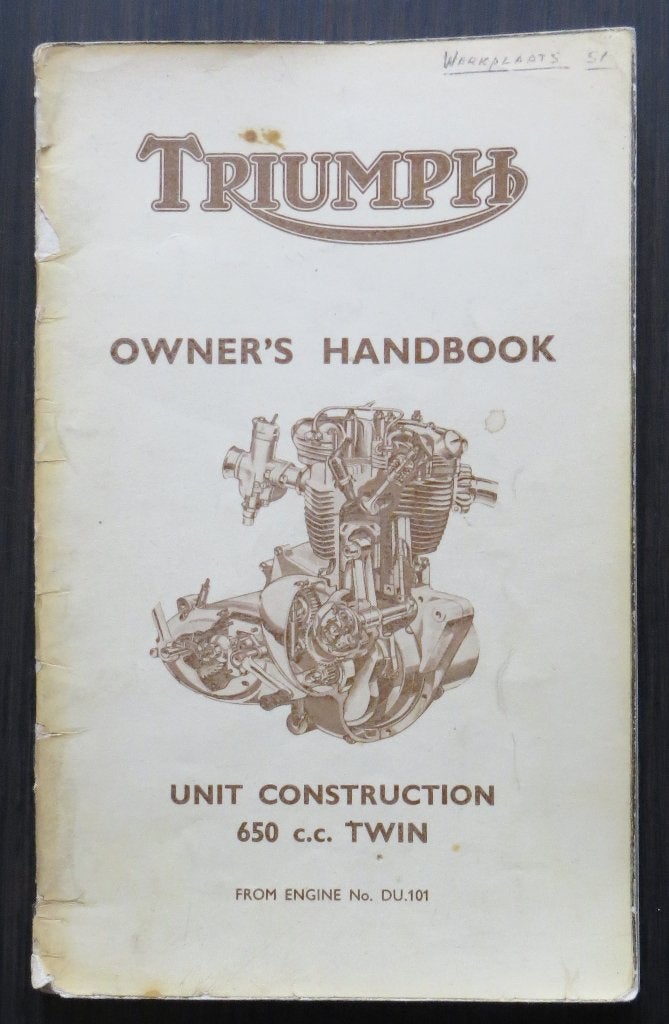 Triumph Owner's Handbook Unit 650 cc Twin - 1963, Motoren, Handleidingen en Instructieboekjes, Verzenden, Triumph
