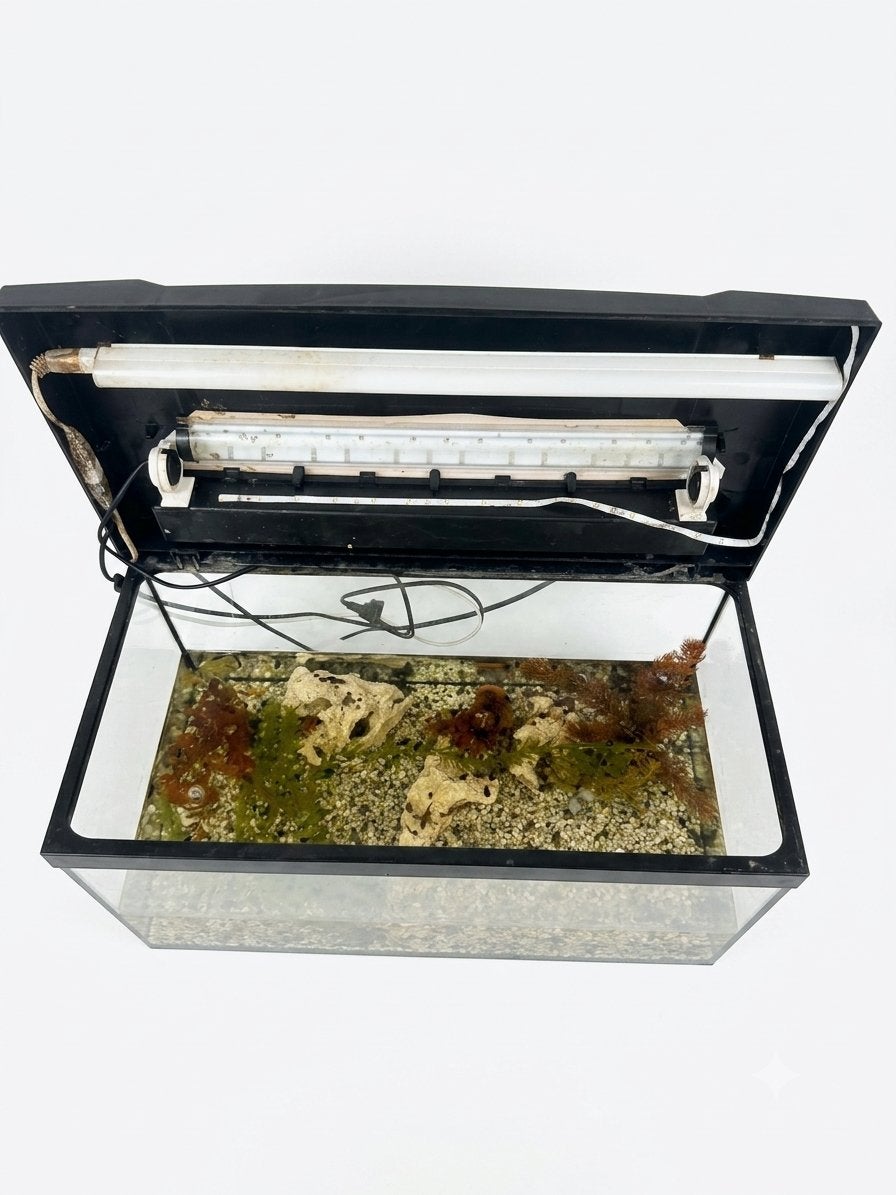 Aquarium met vissen en filter en licht, Ophalen