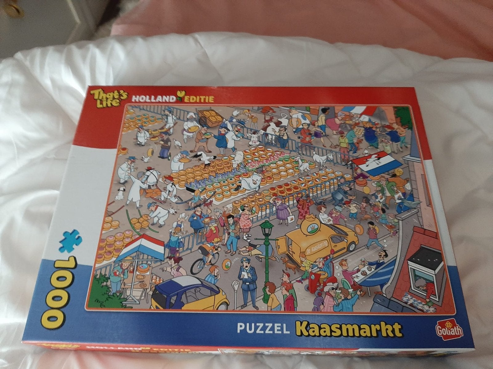 That's Life Holland Editie Puzzel Kaasmarkt 1000 stukjes, Hobby en Vrije tijd, Denksport en Puzzels, Ophalen of Verzenden, 500 t/m 1500 stukjes