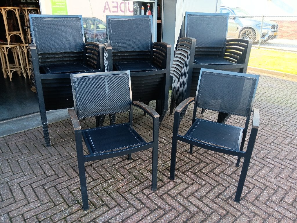terrasstoelen-terras stoelen-tafels en tafelbladen, Ophalen, Zo goed als nieuw, Aluminium, Stapelbaar