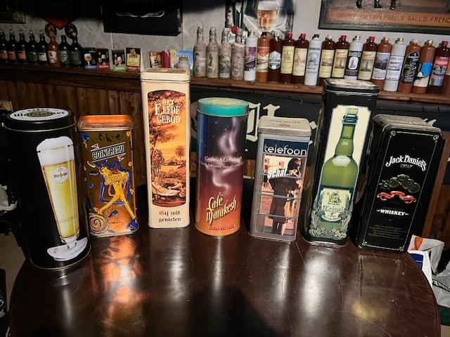 Diverse lege blikken en kokers: Hertog Jan, Warsteiner, etc., Ophalen of Verzenden, Gebruikt, Flesje(s), Hertog Jan