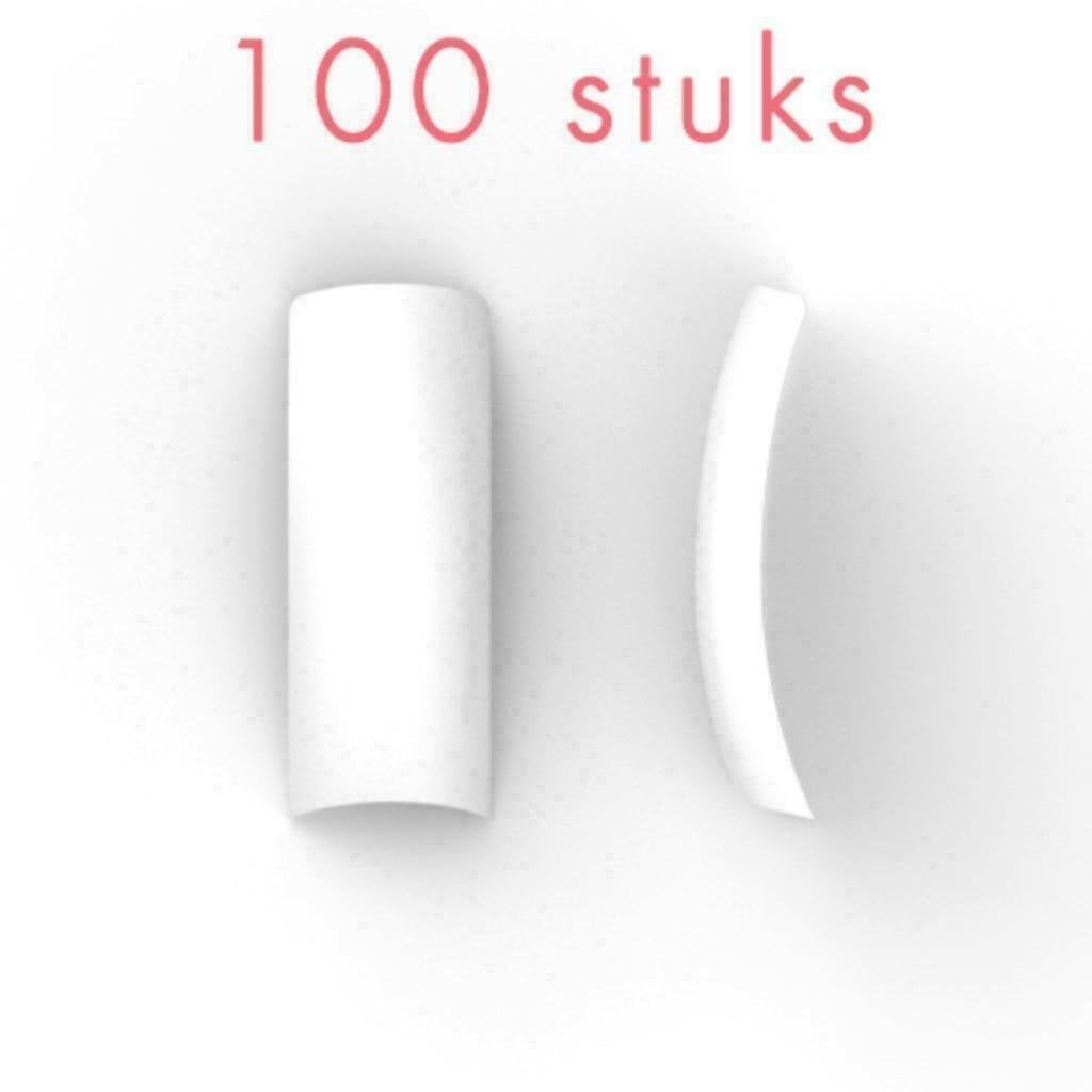 100 stuks, FRENCH nagel tips met kort opzetstuk in een box, Wit, Nieuw, Ophalen of Verzenden, Handen en Nagels