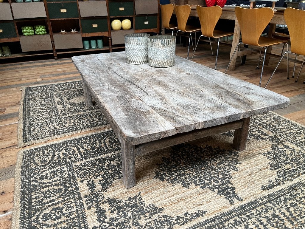 Oude tafel hout uniek - houten salontafel, Ophalen, Gebruikt, 100 tot 150 cm, 50 tot 100 cm