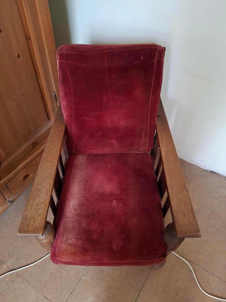 Vintage Rookstoel met Rood Fluweel, Antiek en Kunst, Ophalen