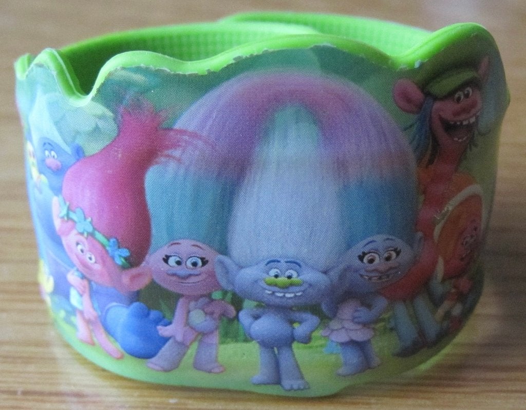 kinder armband met trollen motief - kunststof, Ophalen of Verzenden, Zo goed als nieuw, Groen, Kunststof of Plastic