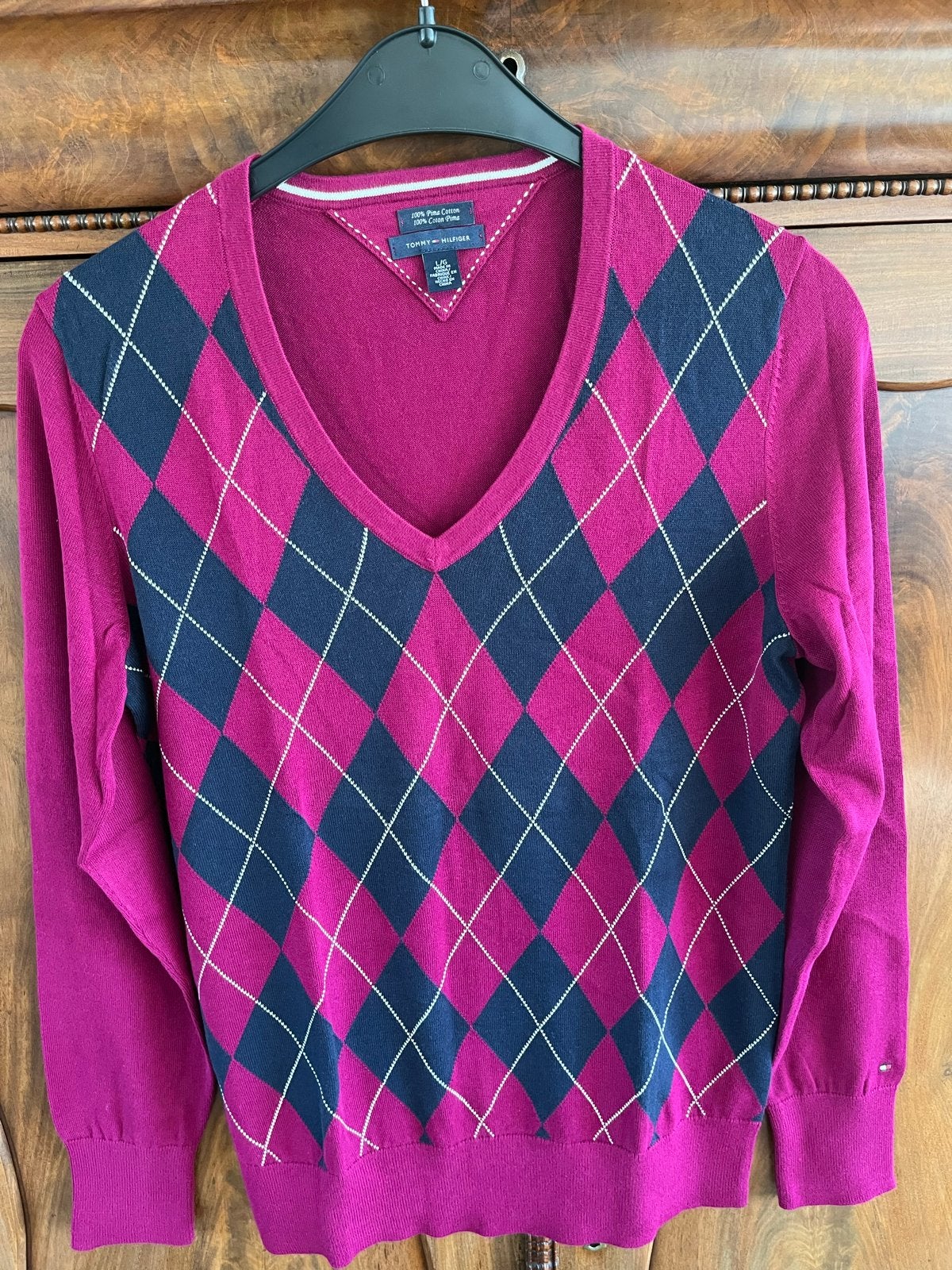 Tommy Hilfiger trui met argyle patroon, Kleding | Dames, Ophalen of Verzenden, Zo goed als nieuw, Maat 42/44 (L), Roze